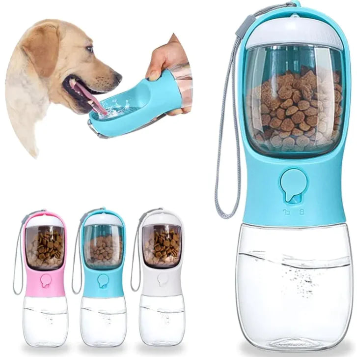 Botella agua y alimento para mascotas
