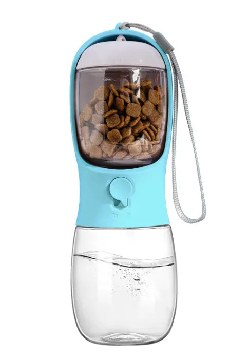 Botella agua y alimento para mascotas
